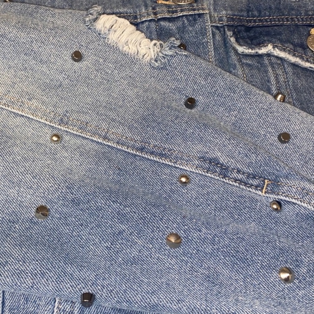 City Chic Distressed Stud Denim Jacket - Picture 5 of 8